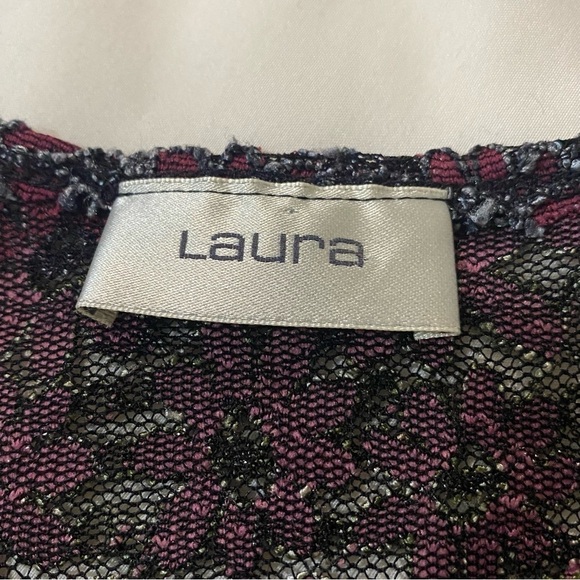 🎈LAURA women whimsical whimsigoth fairycore metallic floral laced top size M - Picture 5 of 7